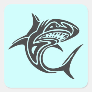 Sticker Carré Requin tatouage