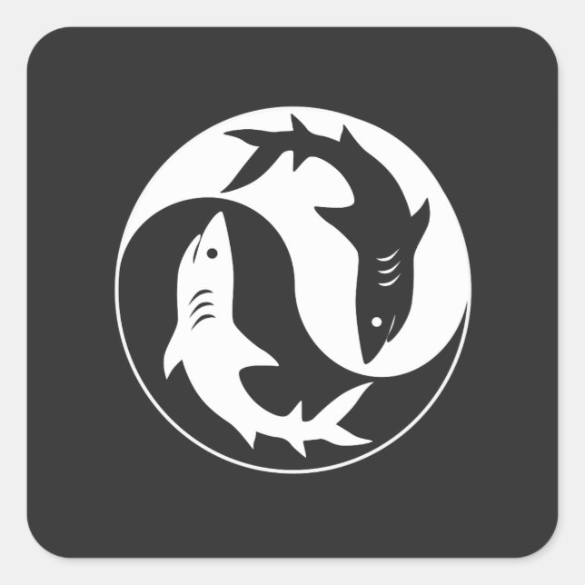 Sticker Carré requin Yin Yang (Devant)