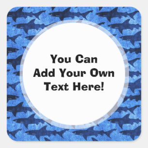 Sticker Carré Requins en mer bleue profonde