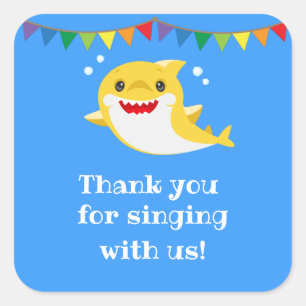 Sticker Carré Requins Océan Bleu Anniversaire Favoriser