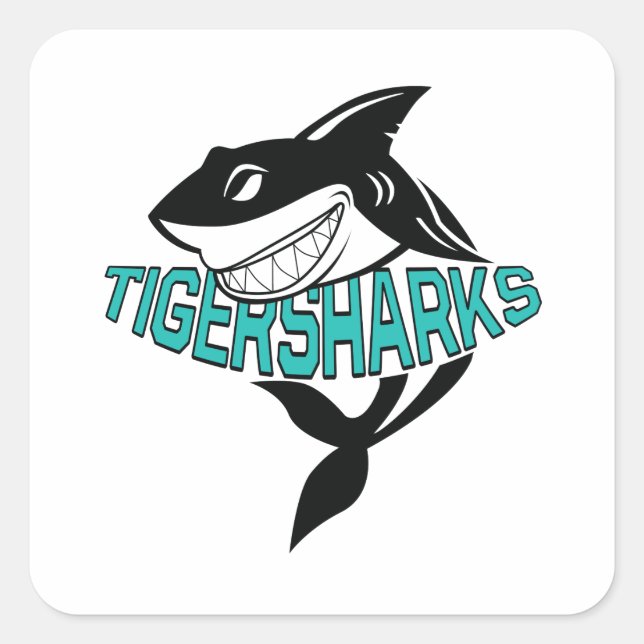 Sticker Carré Requins tigres (Devant)