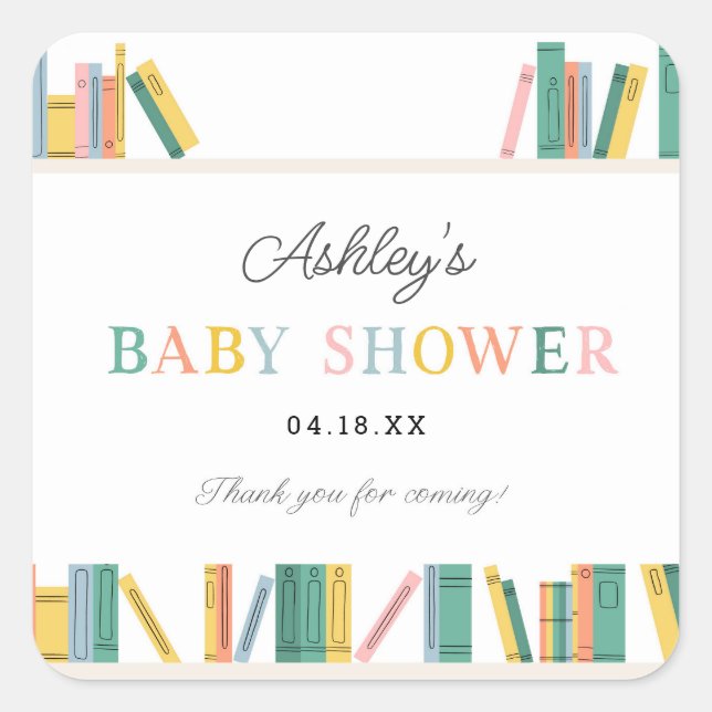 Sticker Carré Réserver thème Storybook Baby shower (Devant)