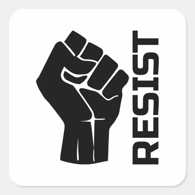 Sticker Carré Résiste avec poing - en noir 0002 (Devant)