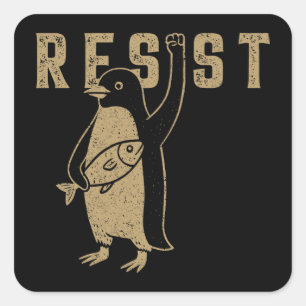 Sticker Carré Résister Activisme Penguin Design graphique Vintag