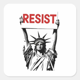 Sticker Carré Résister au fascisme Floral Transgenre LGBTQ Anti-
