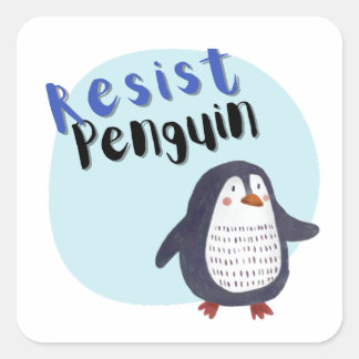 Sticker Carré Résister au pingouin