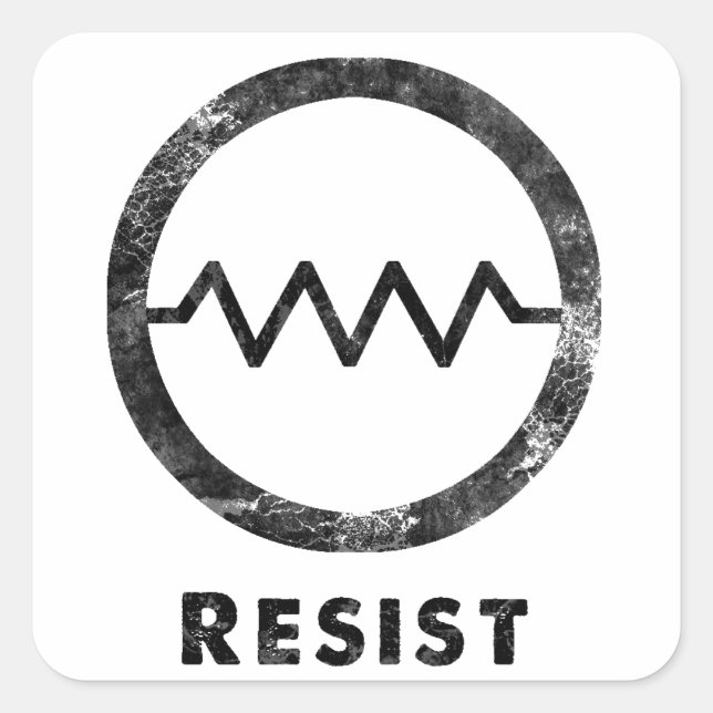 Sticker Carré "Résister" avec le texte (Devant)