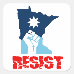 Sticker Carré Résister Poing Levant Minnesota