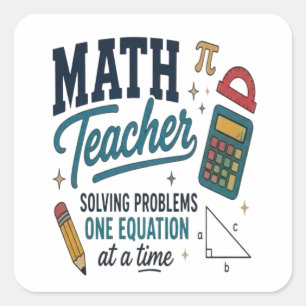 Sticker Carré Résolveur de problèmes de professeur de mathématiq