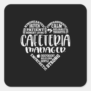 Sticker Carré Responsable de cafétéria, dame du déjeuner, ouv