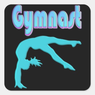 Sticker Carré Ressort de gymnastique Départ Turquoise