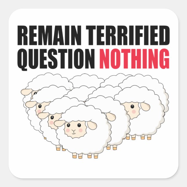Sticker Carré Rester Terrifié Question Rien Mouton (Devant)