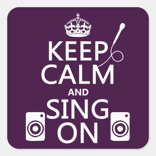 Sticker Carré Restez calme et chanter (Karaoke) (Devant)