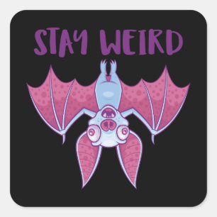 Sticker Carré Restez Étrange Cartoon Albino Vampire Bat Quirky