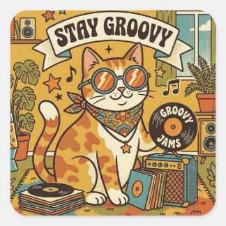 Sticker Carré RESTEZ FUNKY | Amateur d'animaux | Bohème