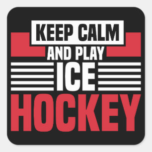 Sticker Carré Restez tranquille Jouer Hockey