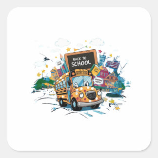 Sticker Carré Retour À L'École