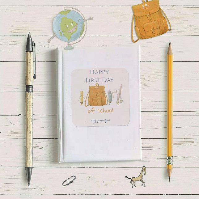 Sticker Carré Retour à l'école amis (Créateur téléchargé)