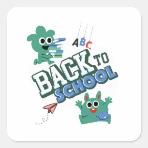 Sticker Carré Retour à l'école : aventure de monstre mignon