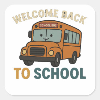 Sticker Carré Retour à l'école – Fournitures scolaires mignonnes