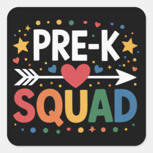 Sticker Carré Retour à l'école Premier jour de pré-maternelle 