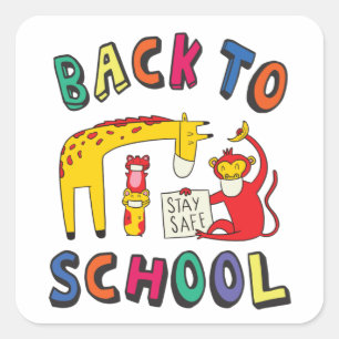 Sticker Carré Retour à l'école - Restez en sécurité