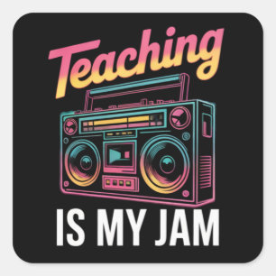Sticker Carré Retour à l'école Rétro Enseigner est mon truc 80s 