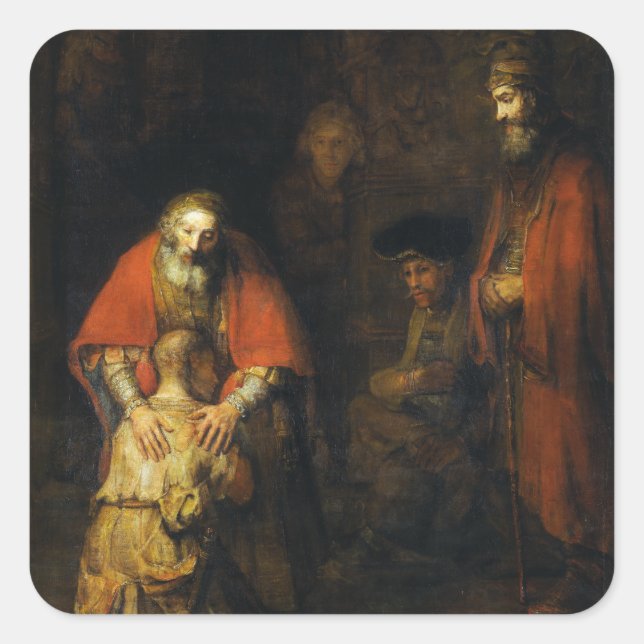 Sticker Carré Retour du Fils prodigue par Rembrandt (Devant)