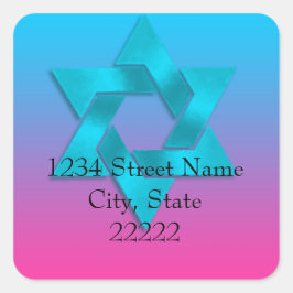 Sticker Carré Retourner l'adresse Turquoise à Pink Ombre avec ét