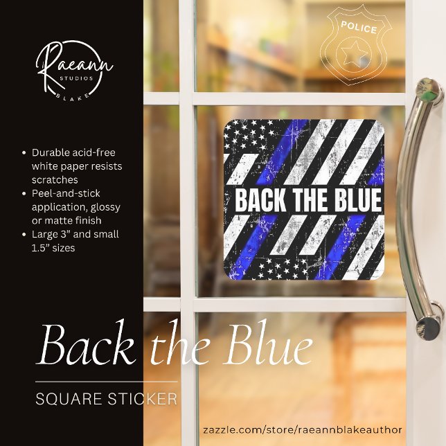 Sticker Carré Retournez l'autocollant bleu (Créateur téléchargé)