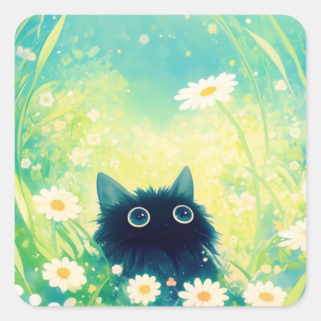 Sticker Carré Retraite des fleurs de chaton (Devant)