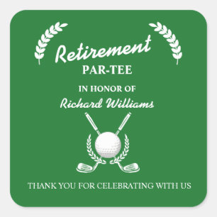 Sticker Carré Retraite Golf Clubs Wreath Fête à thème