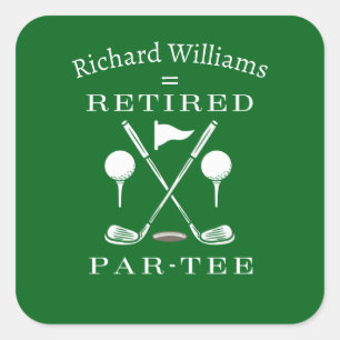 Sticker Carré Retraite Golf Moderne Emblem Golf Clubs Retraités