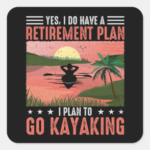 Sticker Carré Retraite Kayaking Plan Beverage