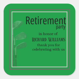 Sticker Carré Retraite Party Golf Moderne Entreprise Vert Noir