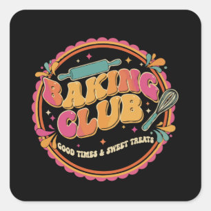 Sticker Carré Rétro années 70 "Club de pâtisserie" Créations suc