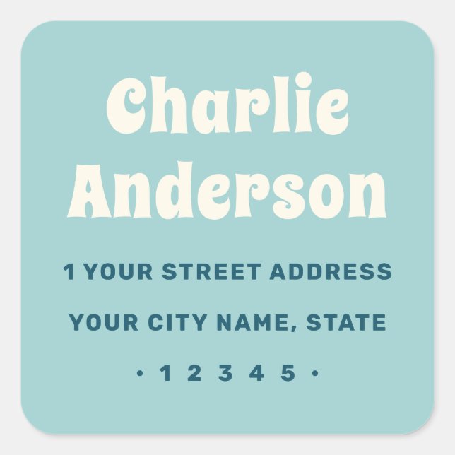 Sticker Carré Retro aqua blue return address (Devant)