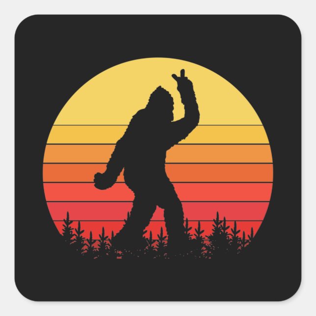 Sticker Carré Retro Bigfoot Surfer Croire Dude (Devant)