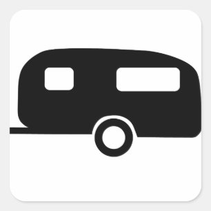 Sticker Carré Rétro caravane
