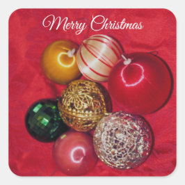 STICKER CARRÉ RETRO CHRISTMAS BALLS MERRY CHRISTMAS