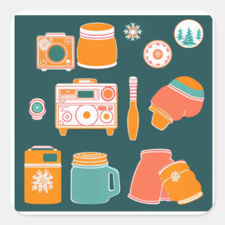 Sticker Carré . 🍪❄️Retro Cozy Winter