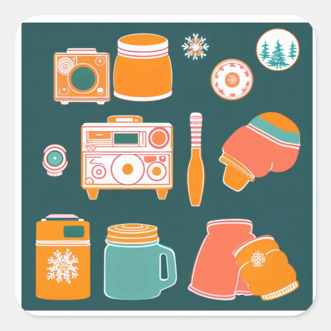 Sticker Carré .	🍪❄️Retro Cozy Winter (Devant)
