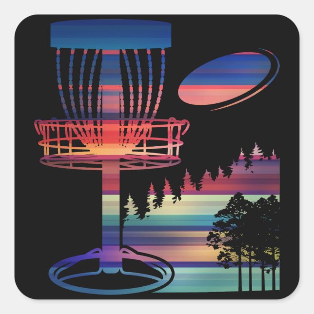Sticker Carré Retro Disc Golf Sport (Devant)