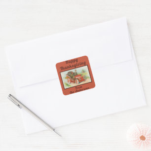 Sticker Carré Retro Drôle Thanksgiving mèmes mignonne Turquie De