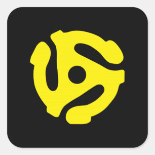 Sticker Carré Rétro entretoise FRAÎCHE DJ du jaune 45