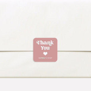 Sticker Carré Retro et Boho Dusty Rose Branding Merci