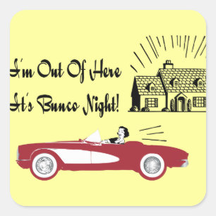 Sticker Carré Retro et Vintage Bunco Red Convertible
