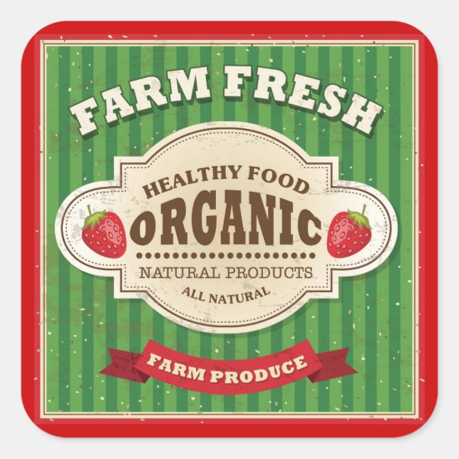Sticker Carré Retro Farm Fresh Poster Design (Devant)