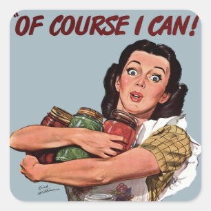 Sticker Carré Rétro Femme Traitante Cuisinière
