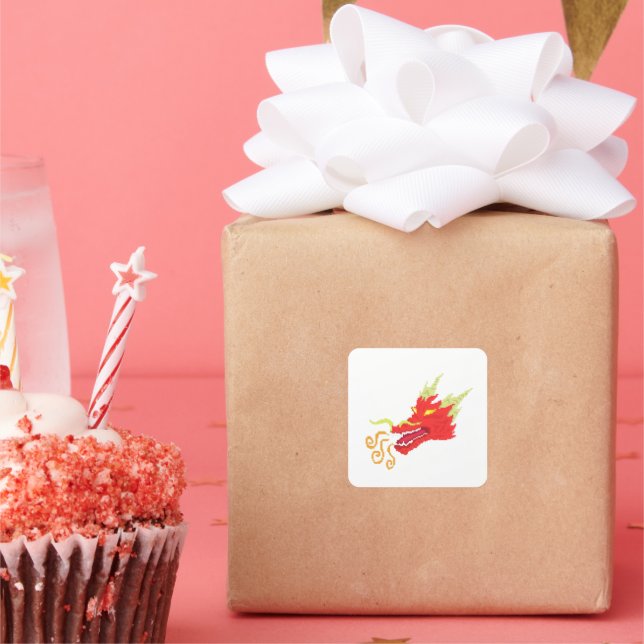 Sticker Carré Retro Fire Dragon (Fête)